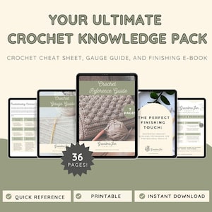 Crochet Reference Guide Bundle, including Printable Crocheting Cheat Sheet, Crochet Gauge Guide, & Crochet Blocking EBook, Crochet Must Have