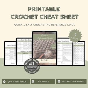 Printable Crochet Cheat Sheet, Crochet Reference Guide for Beginner Crocheter, Learn to Crochet Guide, How to Crochet, Crocheting Must Have