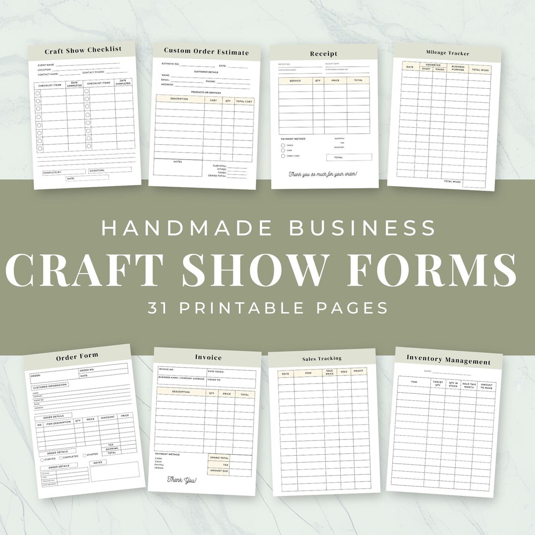 Craft Show Forms and Craft Fair Planning Printable Bundle, Craft ...