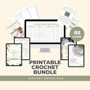 Printable Crochet Reference Bundle: Crochet Project Planner and Tracker, Crochet Gauge Guide, Crochet Symbols Cheat Sheet, & Crochet Ebook