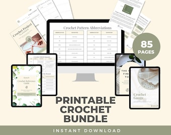 Printable Crochet Reference Bundle: Project Planner, Gauge Guide, Cheat Sheet, & Crochet Finishing E-Book (Instant Download)