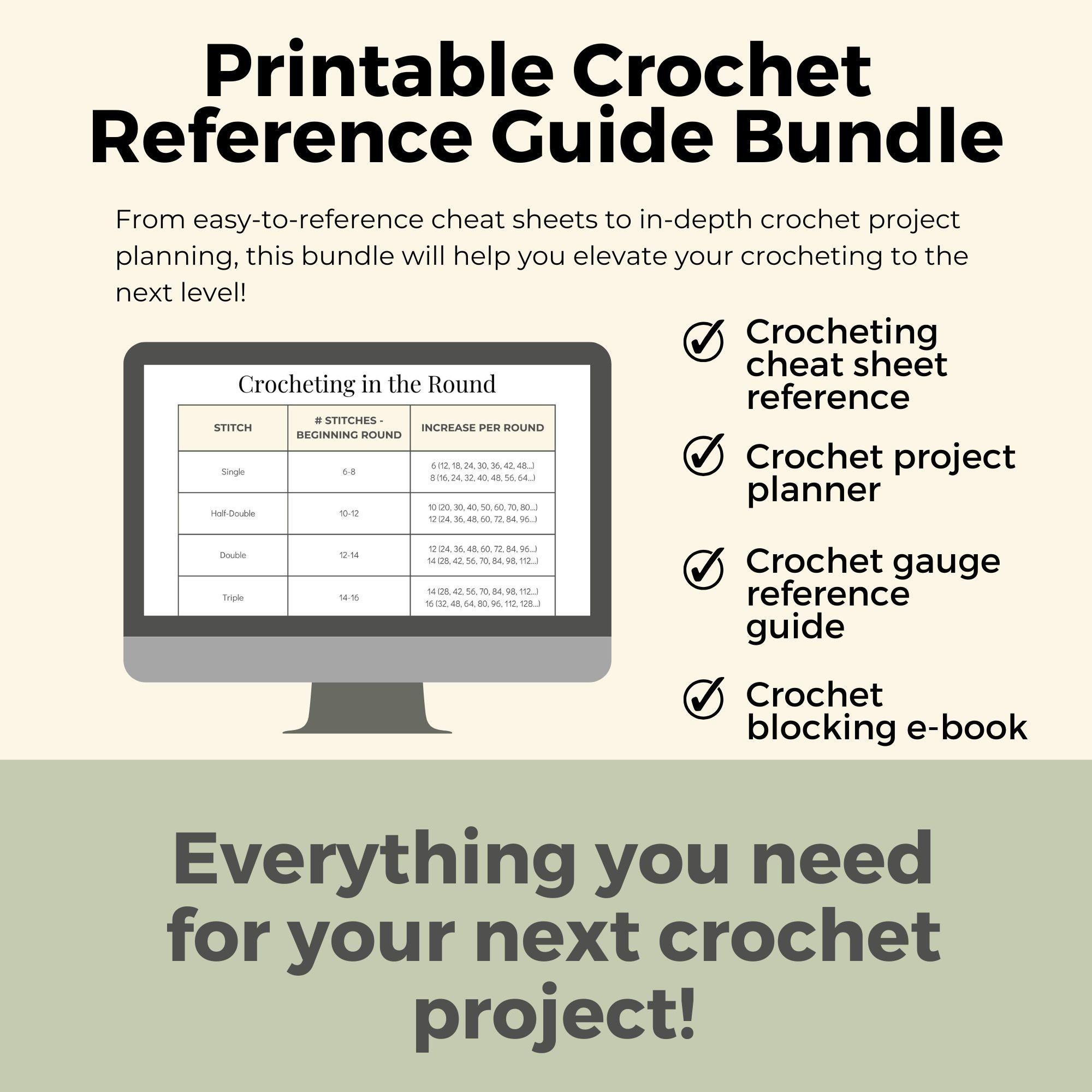 Printable Crochet Reference Bundle: Project Planner, Gauge Guide, Cheat ...