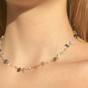 Crystal necklace gold/silver (lilsgems)