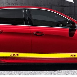 Nuovo kit di adesivi grafici per decalcomanie con strisce laterali superiori compatibile con Peugeot 308