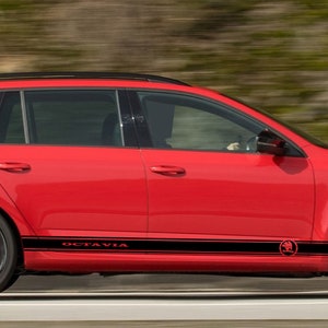 Nuovo kit di adesivi grafici per decalcomanie con strisce laterali superiori compatibile con Skoda Octavia
