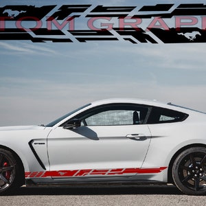 Nuovo kit di adesivi grafici per decalcomanie con strisce laterali superiori compatibile con Ford Mustang GT