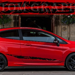 Nuovo kit di adesivi grafici per decalcomanie con strisce laterali superiori compatibile con Ford Fiesta