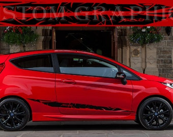 Nuevo kit de calcomanías gráficas con franja lateral superior compatible con Ford Fiesta