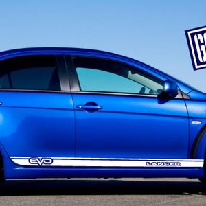 Nuovo kit di adesivi grafici per decalcomanie con strisce laterali superiori compatibile con Mitsubishi Lancer