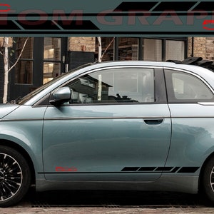Nowy zestaw naklejek graficznych z górnym paskiem kompatybilny z Fiat 500