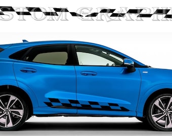 Nouveau kit d'autocollants graphiques à rayures latérales supérieures compatibles avec Ford Puma
