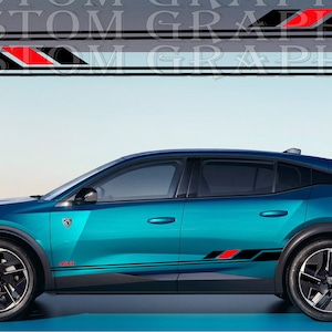 Pair of Sport Side Stripes Decal Sticker Vinyl Compatible with Peugeot 408