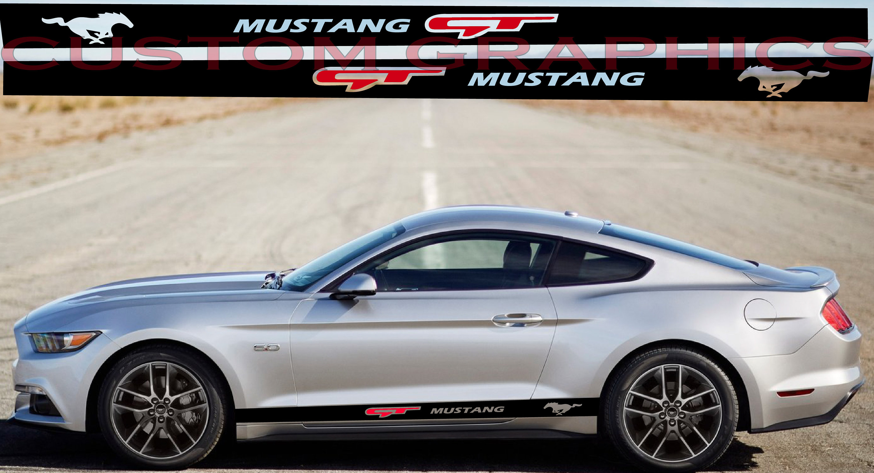 New Top Sport Sticker Decal Side Door Stripes Compatible with Ford Mustang GT