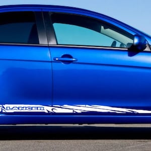 Nuovo kit di adesivi grafici per decalcomanie con strisce laterali superiori compatibile con Mitsubishi Lancer