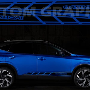 Nuovo kit di adesivi grafici per decalcomanie con strisce laterali superiori compatibile con Nissan Qashqai