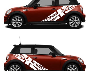 Exclusive Set of Racing Side Stripes Decal Sticker Graphic Compatible with Cooper S