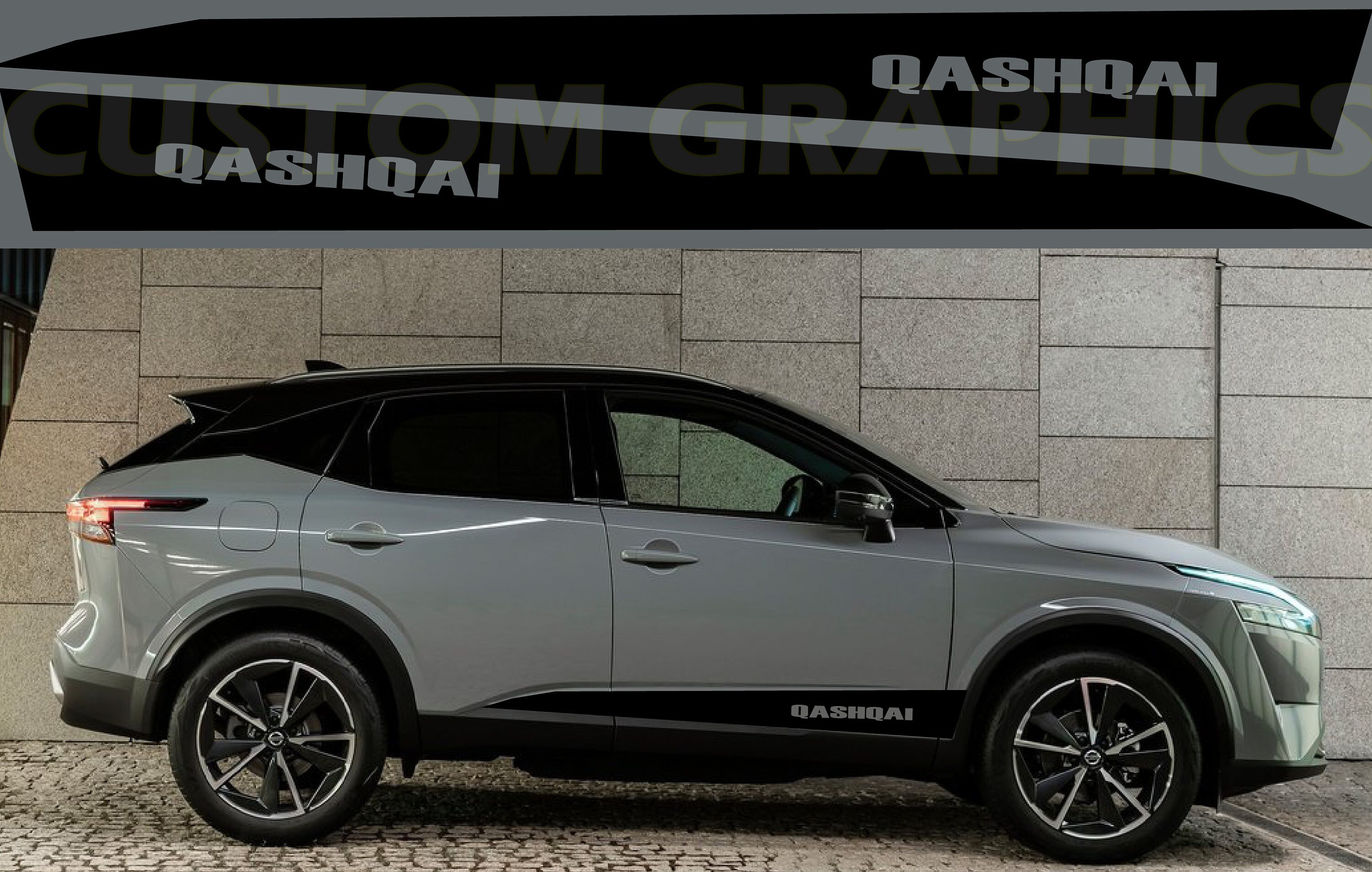 Classic Custom Design Decal Graphic Sticker Door Sport Stripe Kit Compatible with Qashqai
