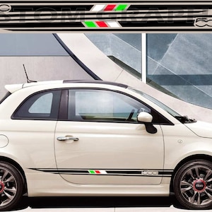 Nuovo kit di adesivi grafici per decalcomanie con strisce laterali superiori compatibile con Fiat 500