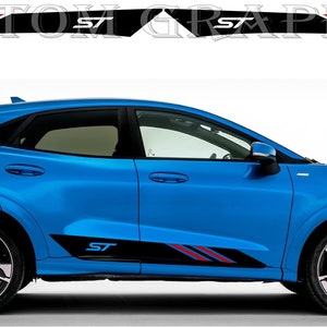 Nuovo kit di adesivi grafici per decalcomanie con strisce laterali superiori compatibile con Ford Puma