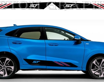 Nuevo kit de calcomanías gráficas con franja lateral superior compatible con Ford Puma