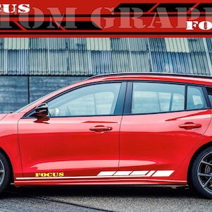 Nouveau kit d&#39;autocollants graphiques à rayures latérales supérieures compatibles avec Ford Focus ST RS