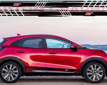 Nuevo kit de calcomanías gráficas con franja lateral superior compatible con Ford Puma