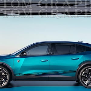 Decal Graphic Sticker Door Sport Stripe Kit Compatible with Peugeot 408