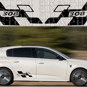 Pair of Sport Side Stripes Decal Sticker Vinyl Compatible with Peugeot 308 SW 2022