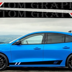 Nouveau kit d&#39;autocollants graphiques à rayures latérales supérieures compatibles avec Ford Focus ST RS