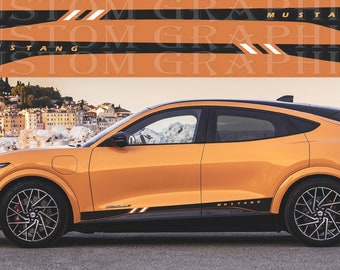 Nuovo kit di adesivi grafici a strisce laterali superiori compatibili con Ford Mustang Mach E GT 2021