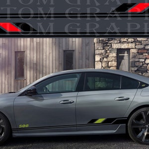 Nuovo kit di adesivi grafici per decalcomanie con strisce laterali superiori compatibile con Peugeot 308 SW 2022