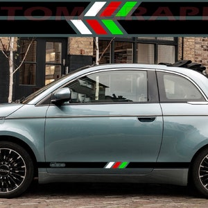 Nuovo kit di adesivi grafici per decalcomanie con strisce laterali superiori compatibile con Fiat 500