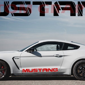 Nuovo kit di adesivi grafici per decalcomanie con strisce laterali superiori compatibile con Ford Mustang GT