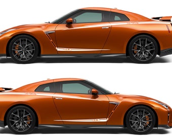 Set of Racing Side Stripes Decal Sticker Graphic Compatible with Nissan GT-R