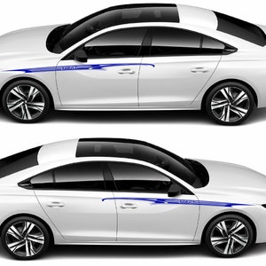 Nuovo kit di adesivi grafici per decalcomanie con strisce laterali superiori compatibile con Peugeot 508