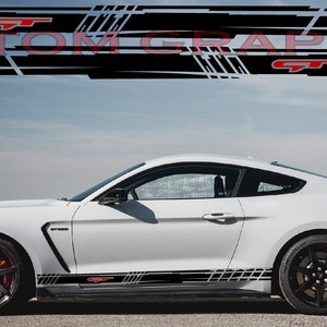 Nuovo kit di adesivi grafici per decalcomanie con strisce laterali superiori compatibile con Ford Mustang GT