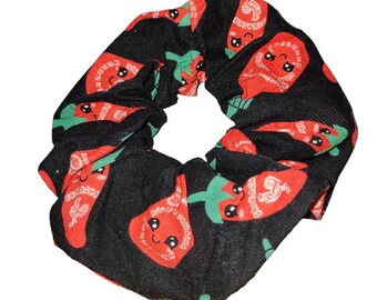Siracha and hot peppers scrunchie, hot sauce scrunchie, hot pepper scrunchie