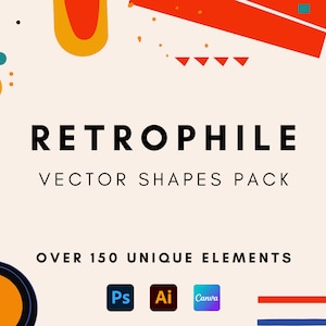 Retrophile Vector Shapes Pack | 150+ Vintage Design Elements for retro Style Projects | Digital Download