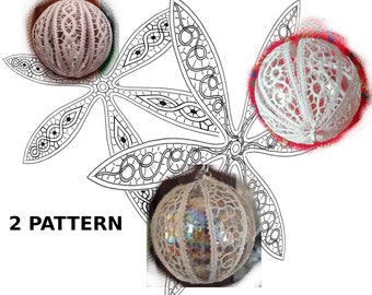 Disegni per Palline di Natale, merletto a tombolo, Bobbin Lace Pattern