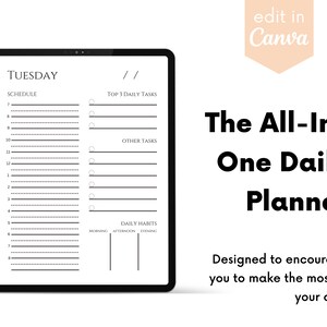 All in One Daily Planner Printable Customizable Daily - Etsy
