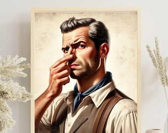 Lustiger Vintage Gentleman Badezimmer Druck | Retro Toiletten Wand Kunst | Klassisches Herren Humor Dekor | Kitsch Digitaler Download