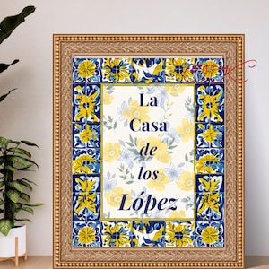 Personalisiertes Namensschild für Familien: Spanische Talavera Tile Art (Digitaler Download)