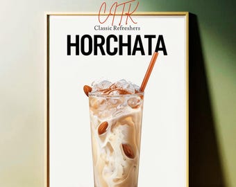 Horchata Kitchen Wall Art | Mexican Drink Print | Minimal Food Poster | Cocina Decor Digital Download | Hispanic Kitchen Art