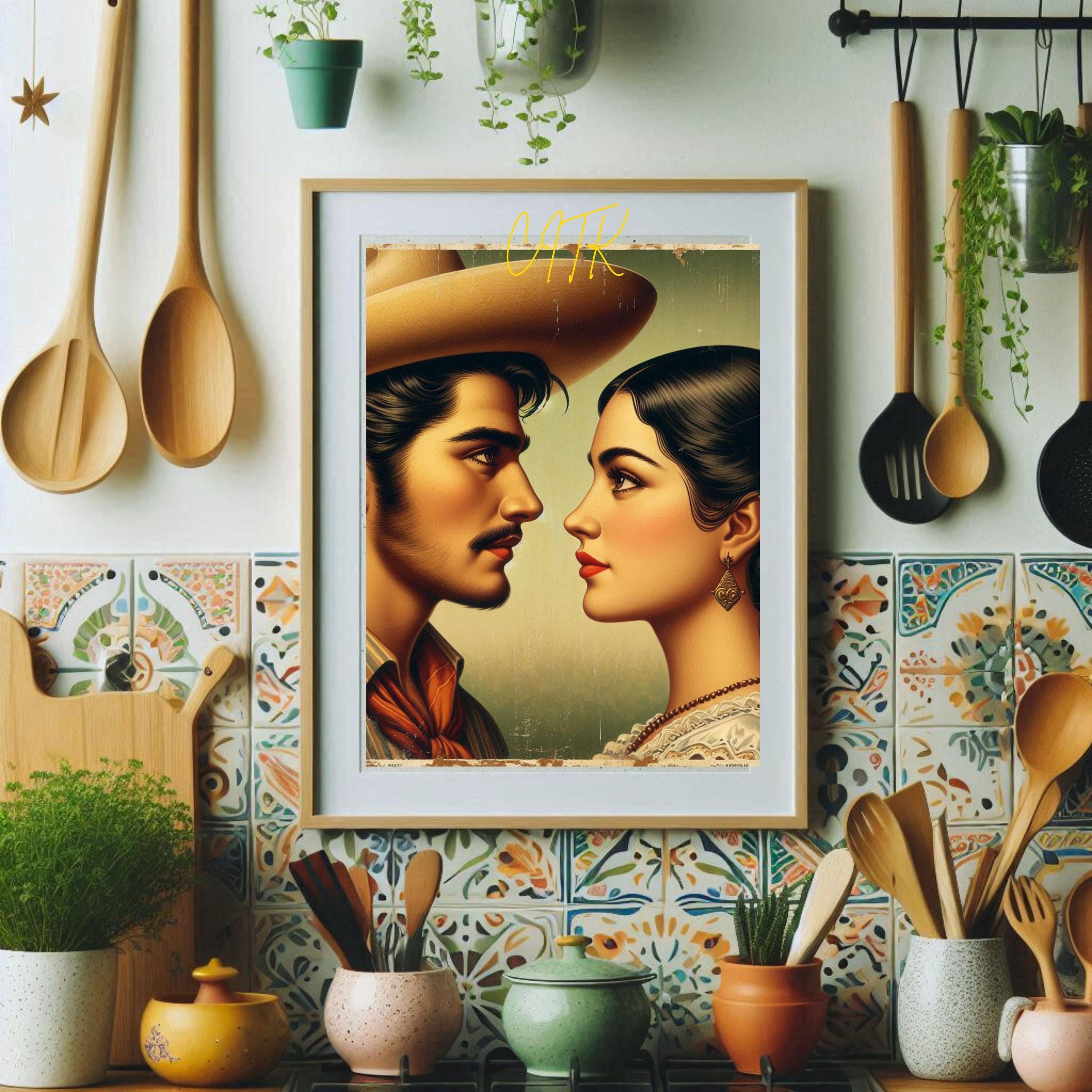 Vintage Mexican Couple Art Print | Charro Romance Wall Decor