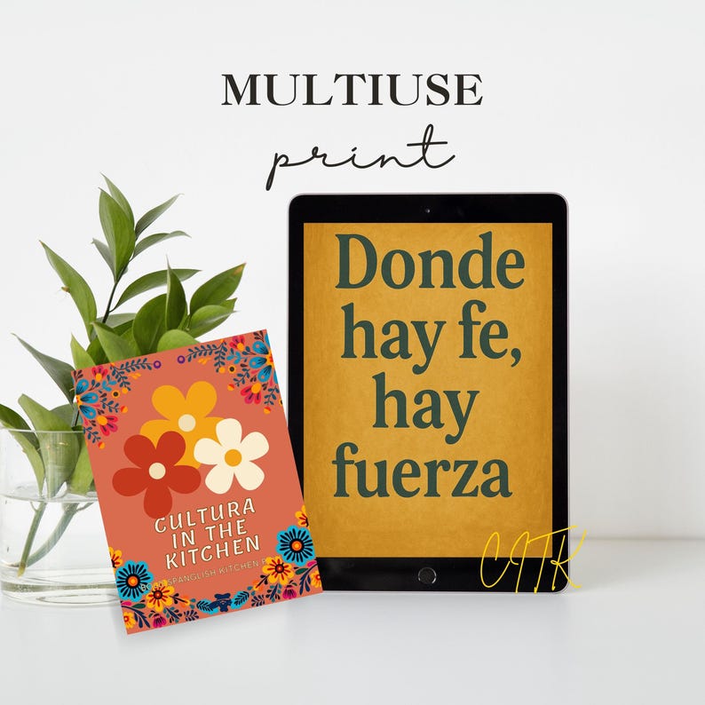 Stylish quote download for home or altar shown as tablet wallpaper