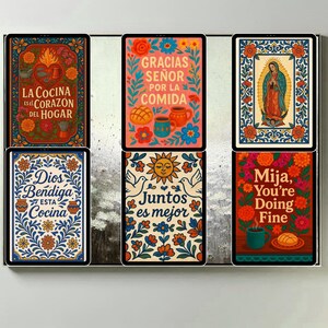 mexican food talavera illustration kitchen art bundle. Mexican kitchen decor printable art set featuring coordinated talavera framed food illustrations