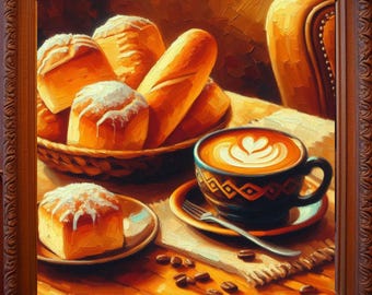 Stampa artistica Pan Dulce & Cafe / Decorazione cucina messicana / Poster di cibo di arte popolare