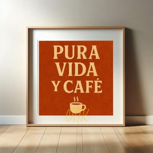 Pura Vida Y Cafe Wall Art | Spanglish Coffee Print | Mexican Kitchen Decor | Printable Art | Latinx Bar Art | Cafecito Cocina Digital