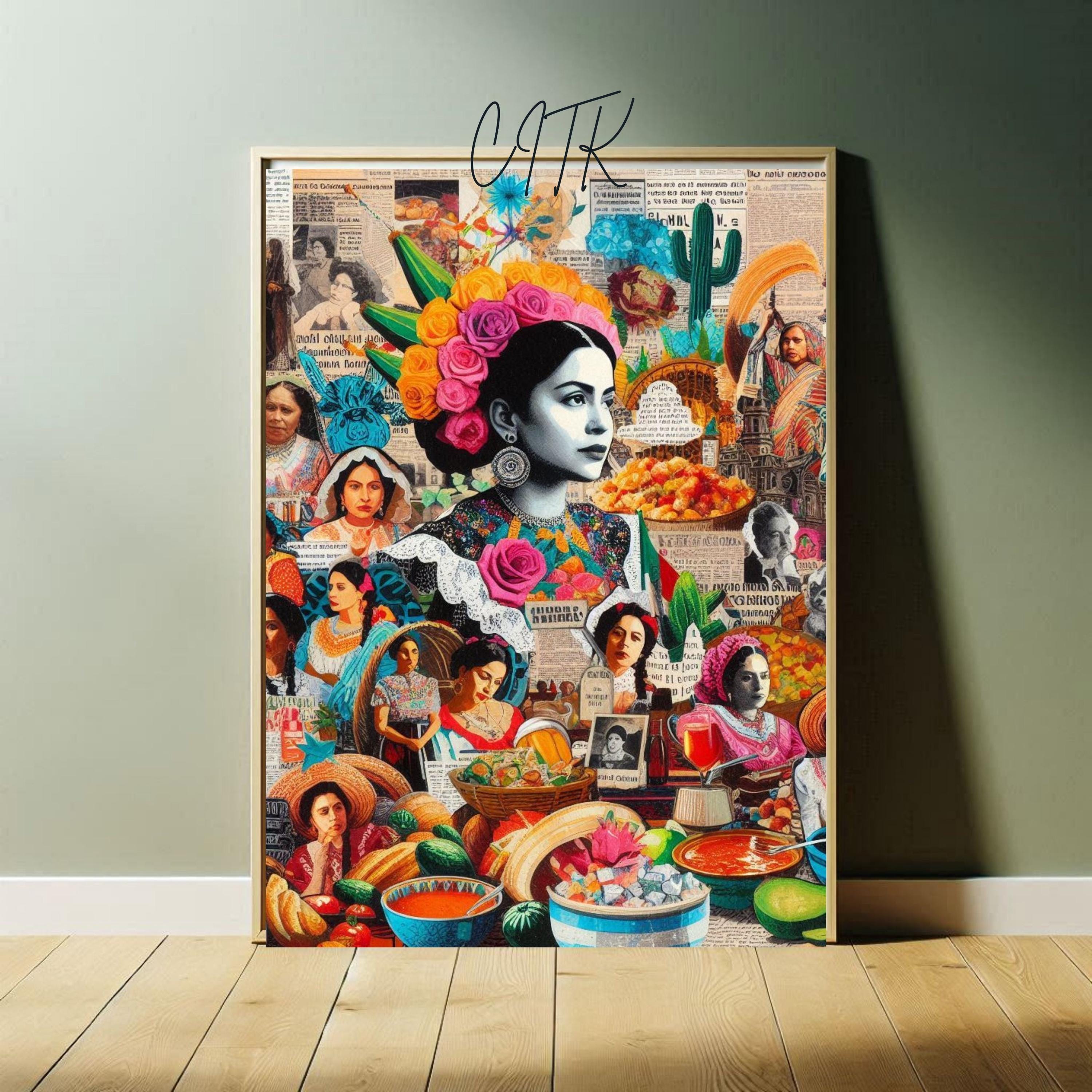 Latina Kitchen Collage Art Print | Mexican Cultural Wall Decor ...