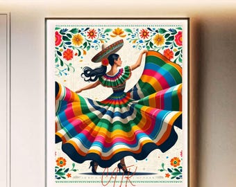 Folklorico Dancer Art: Vintage Mexicana Print (Digital Download)